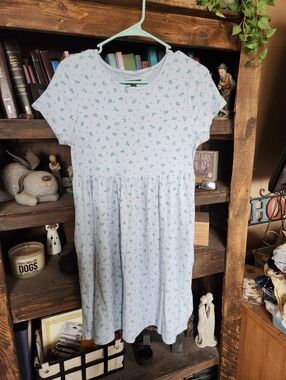 Wild Fable Light Blue Floral Short-Sleeve Babydoll Dress